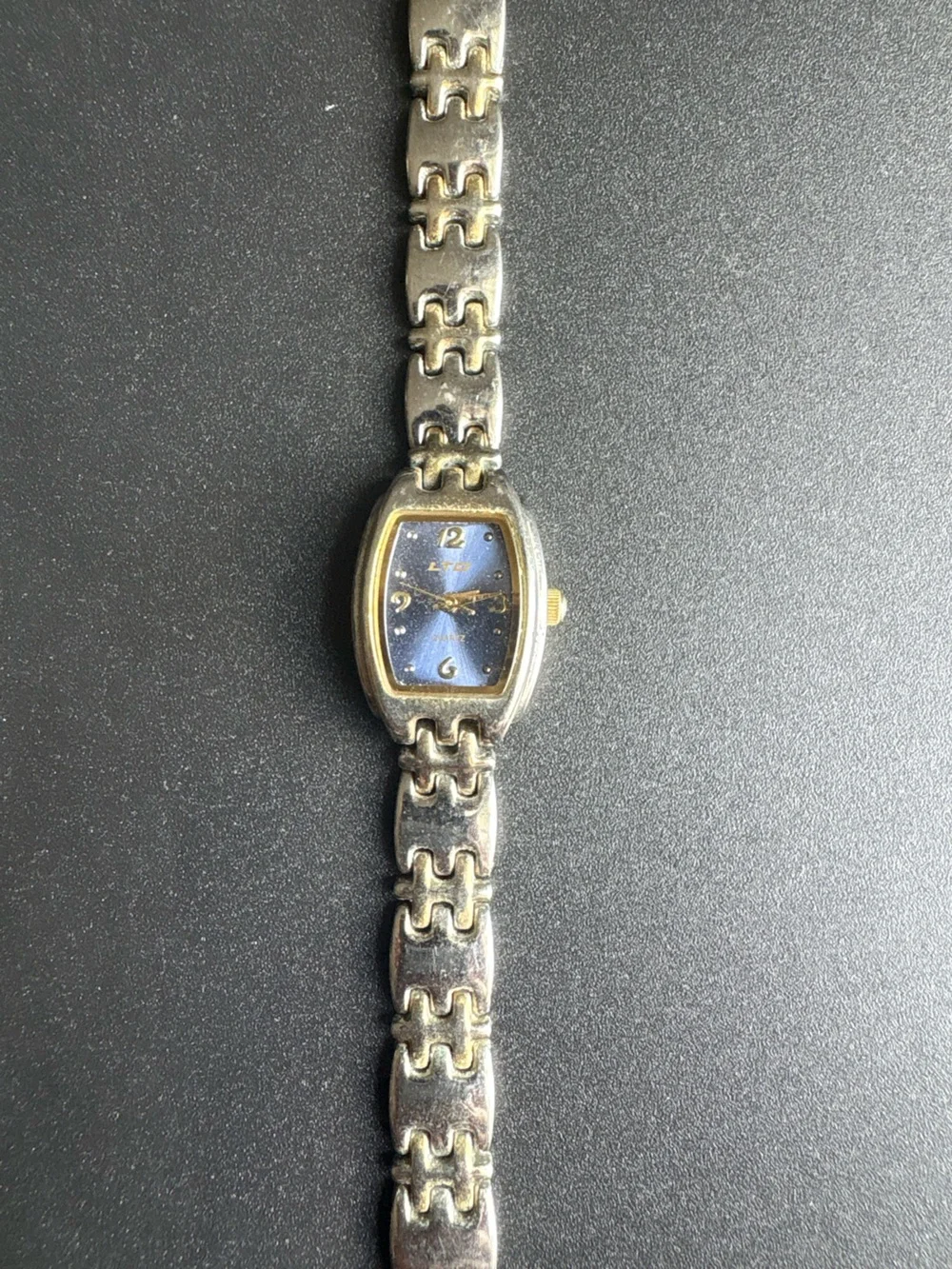 Silver-Tone Women's Bracelet Watch with Blue Dial measurements shown non running